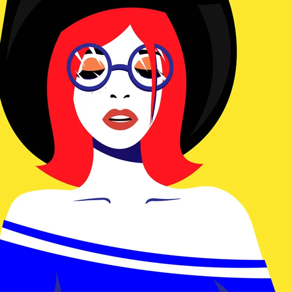 Modèle Jeune Femme Profil Dans Style Pop Art Sexy Fille — Image vectorielle