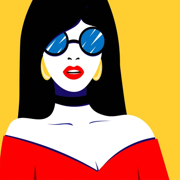 Modelo Mujer Joven Perfil Estilo Pop Art Chica Sexy Para — Vector de stock