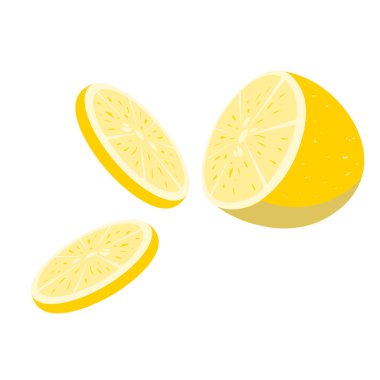 Parlak sarı limon ve limon dilimleri. Ses Çizimi