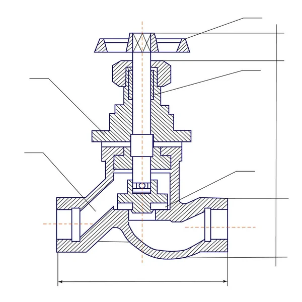 Schematic Graphic Illustration Valve Industrial Tools Equipment — Stock Vector