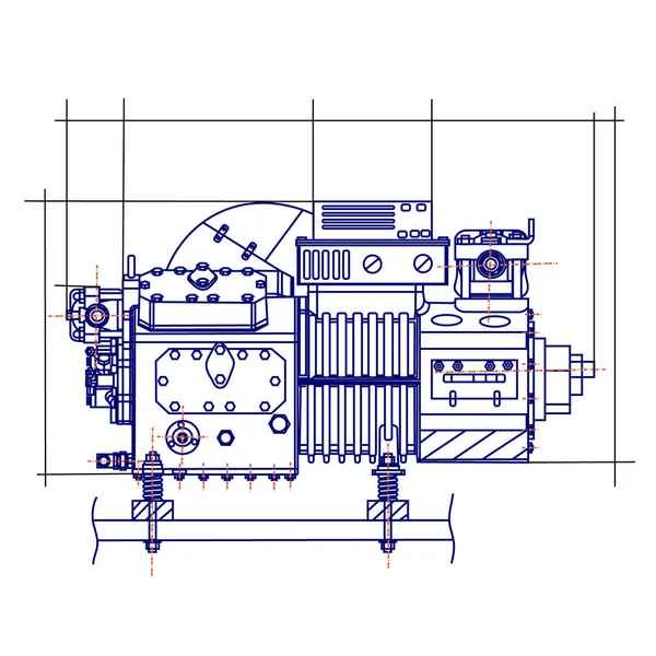 Desenho Livre Unidade Refrigerador Unidade Refrigeração — Vetor de Stock