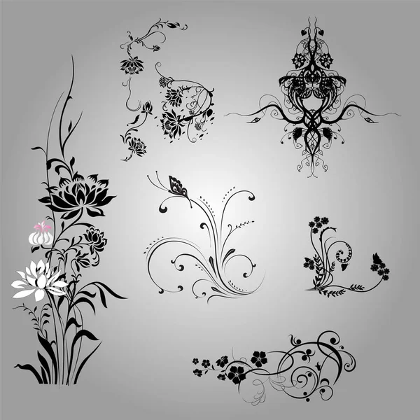 Elementos de diseño floral y fondo — Vector de stock