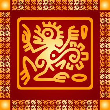 Amerikan yerli Kızılderililer, Aztek ve Maya altın sembolik vektör süsleri