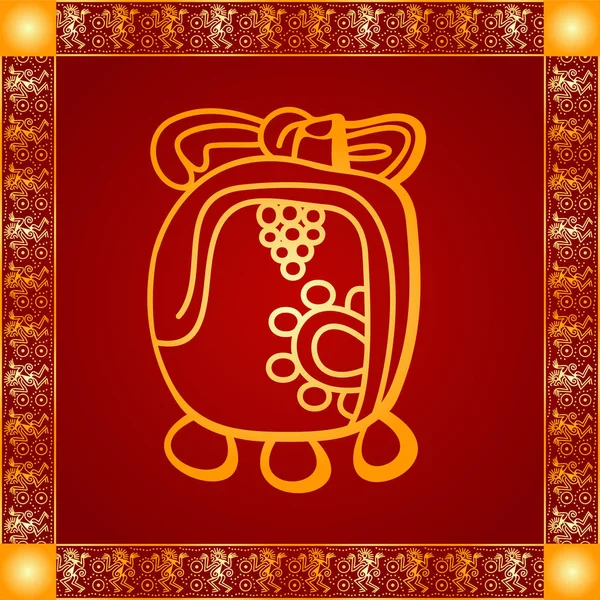 Golden symbolic vector ornaments of American native Indians, Aztec and Maya — Stock Vector