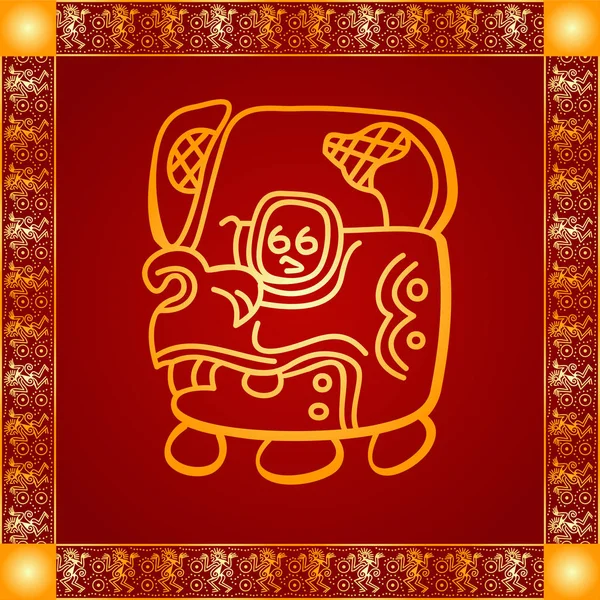 Gouden symbolische vector ornamenten van inheemse Indianen, Azteken en Maya — Stockvector