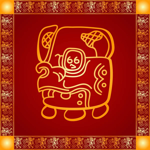 Adornos vectoriales simbólicos dorados de indios nativos americanos, aztecas y mayas — Vector de stock