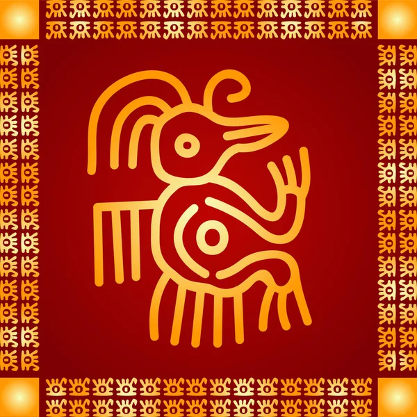 Gyllene symboliska vektor ornament av amerikanska indianer, Aztec och Maya — Stock vektor