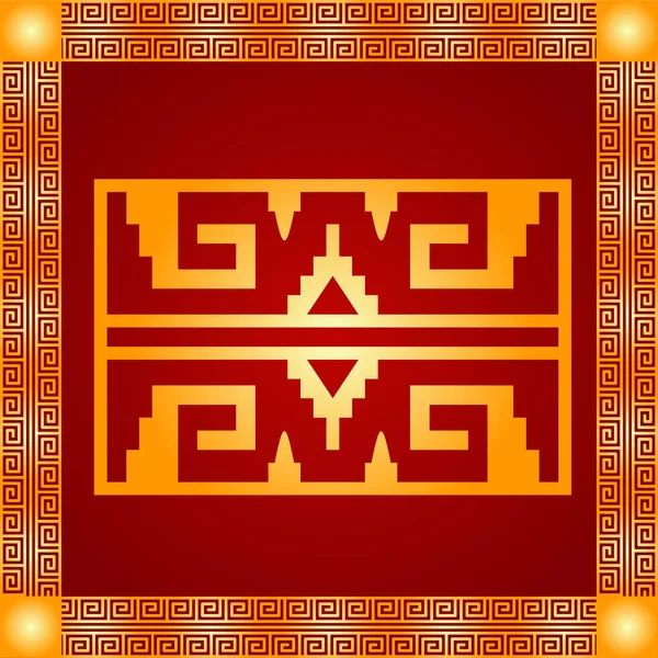美国土著印第安人、 阿兹台克人和玛雅人的金色象征矢量装饰品 — 图库矢量图片