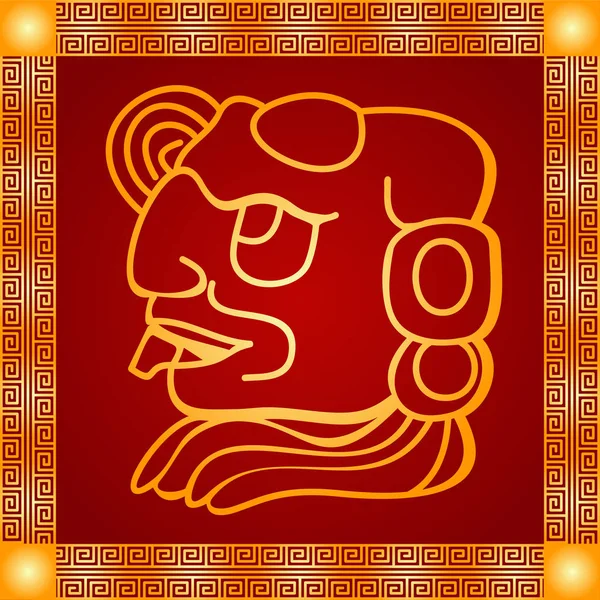 Gouden symbolische vector ornamenten van inheemse Indianen, Azteken en Maya — Stockvector