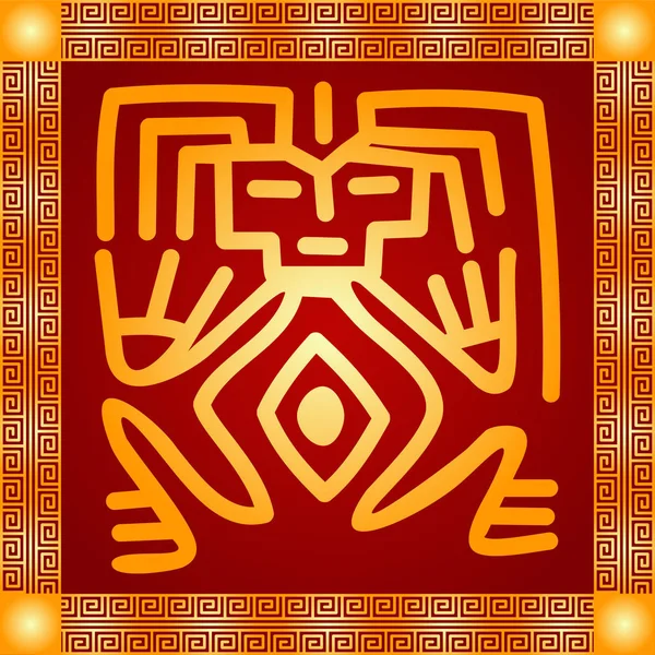 Adornos vectoriales simbólicos dorados de indios nativos americanos, aztecas y mayas — Archivo Imágenes Vectoriales