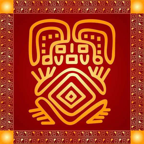Золотые символические векторные орнаменты американских индейцев, ацтеков и майя — стоковый вектор