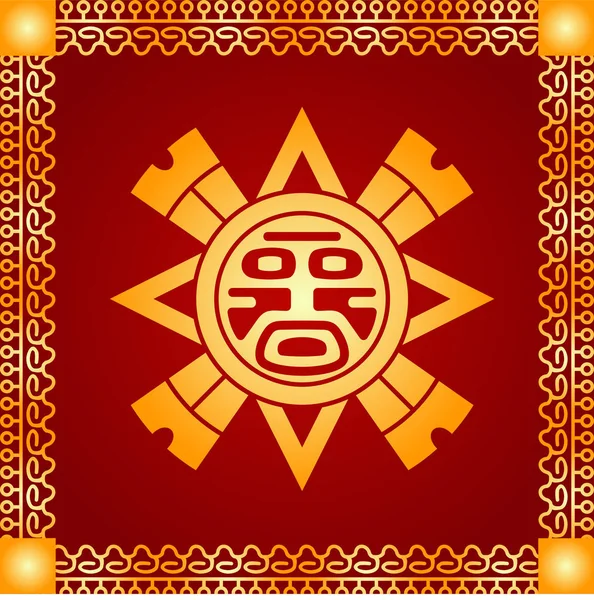 Goldene symbolische Vektororornamente amerikanischer Ureinwohner, Azteken und Maya — Stockvektor