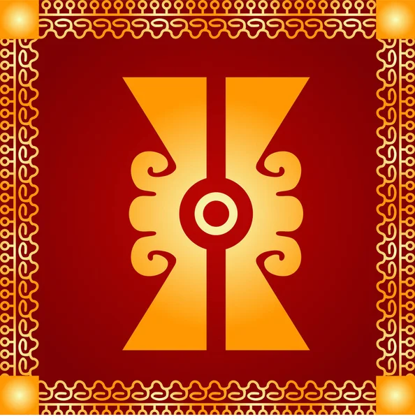 Gouden symbolische vector ornamenten van inheemse Indianen, Azteken en Maya — Stockvector