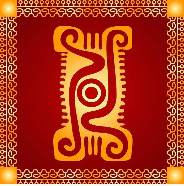 Ornamentos vetoriais simbólicos dourados de índios nativos americanos, astecas e maias —  Vetores de Stock