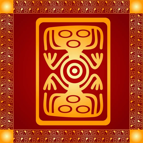Amerikan yerli Kızılderililer, Aztek ve Maya altın sembolik vektör süsleri — Stok Vektör