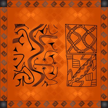 Afrika kültür sembolik süsler. Afrika kabileleri çizilmiş öğeleri el