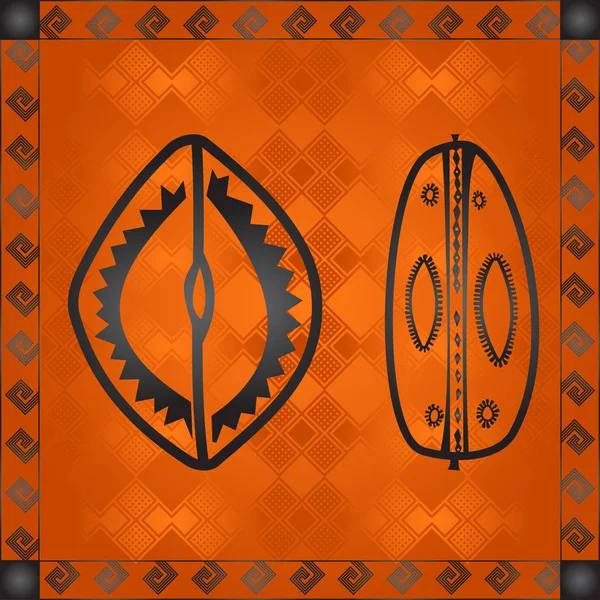 Африканская культура символические украшения. Африканские племена рисовали вручную элементы — стоковый вектор