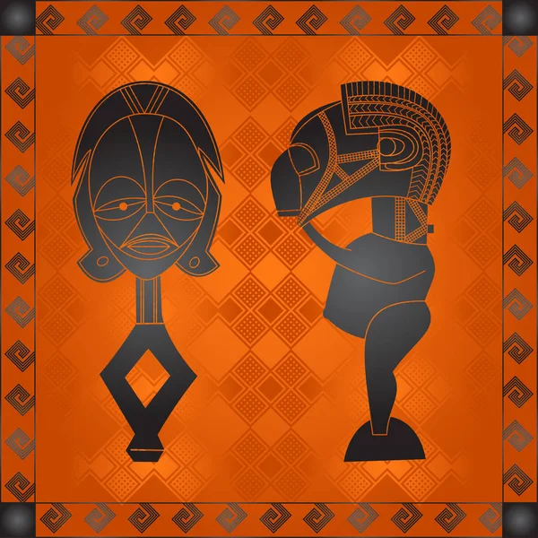 La culture africaine ornements symboliques. Tribus africaines éléments dessinés à la main — Image vectorielle