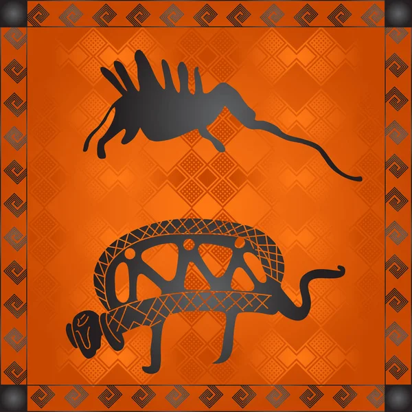 Afrikanische Kultur symbolische Verzierungen. Afrikanische Stämme handgezeichnete Elemente — Stockvektor
