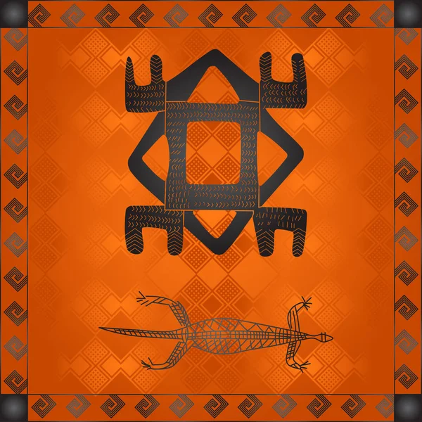 Ornamentos simbólicos da cultura africana. Tribos africanas elementos desenhados à mão — Vetor de Stock