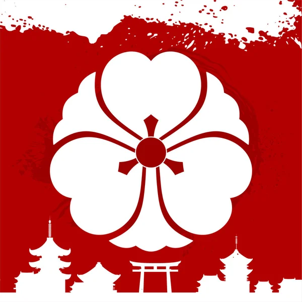 Ornamen budaya Jepang. ornamen nasional Jepang - Stok Vektor