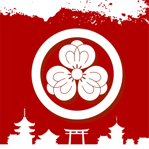 Japon kültürel süsler. Japonya'nın ulusal süs eşyaları — Stok Vektör