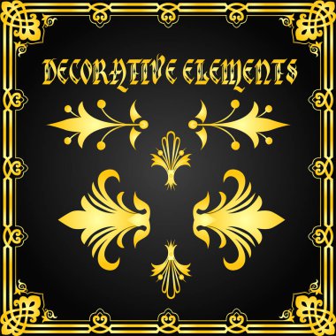 Dekoratif çiçek tasarım öğeleri ve vektör süsleri