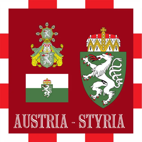 Indicaciones nacionales de Estiria - Austria — Archivo Imágenes Vectoriales