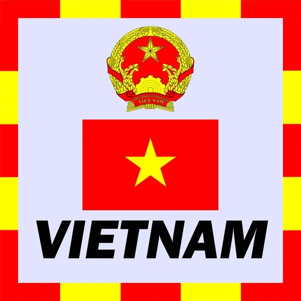 Officiella nationalflagga, flagga och pälsen arm i Vietnam — Stock vektor