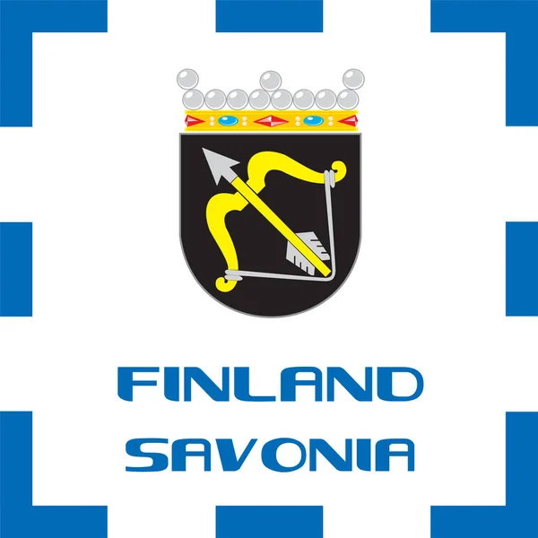 Nationale vaandels, vlag en wapen van Finland - Savo — Stockvector