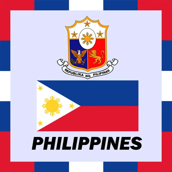 Insignias oficiales, bandera y escudo de Filipinas — Vector de stock