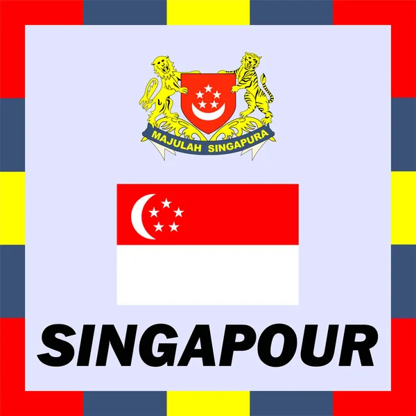 Fähnrich, Fahne und Wappen von Singapour — Stockvektor