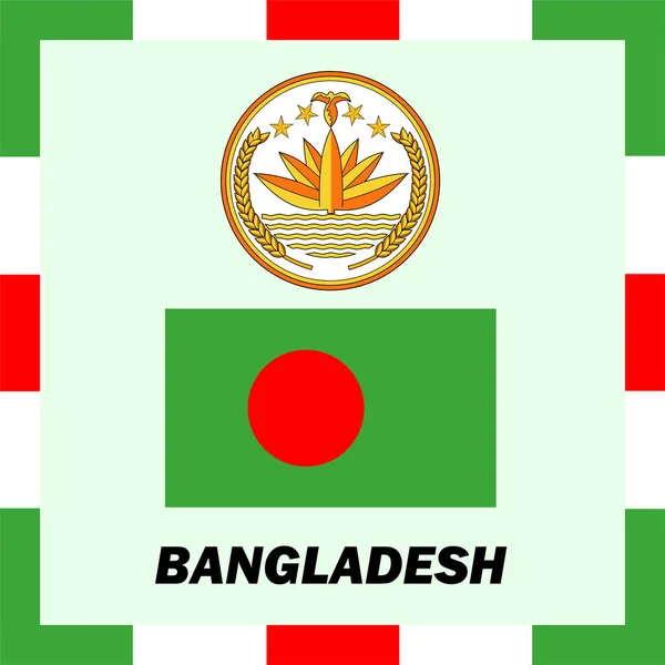 Semnele oficiale, steagul și stema Bangladesh — Vector de stoc