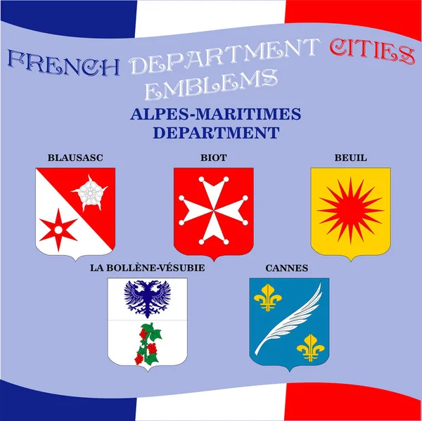 法国部阿尔卑斯山麓滨海城市的正式徽章 — 图库矢量图片
