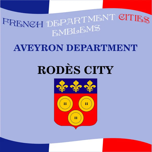 Emblemas oficiales de las ciudades del departamento francés Aveyron — Vector de stock