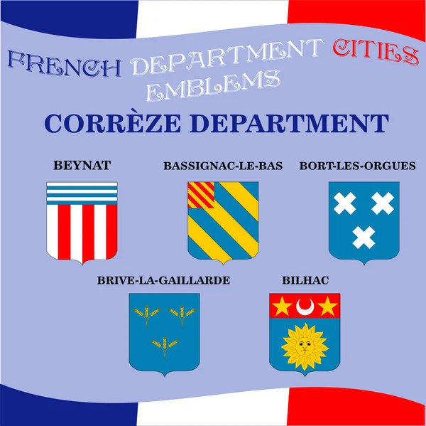 法国部 Correze 城市的正式徽章 — 图库矢量图片