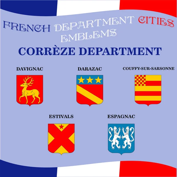法国部 Correze 城市的正式徽章 — 图库矢量图片