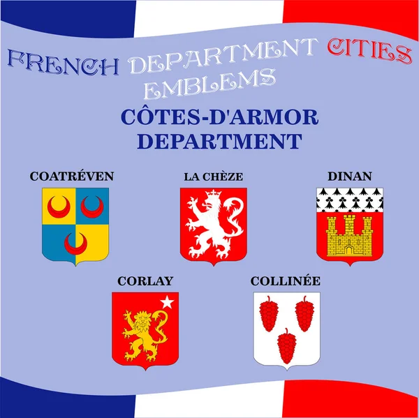 फ्रांसीसी विभाग के शहरों के आधिकारिक प्रतीक कोट्स डी आर्मर — स्टॉक वेक्टर