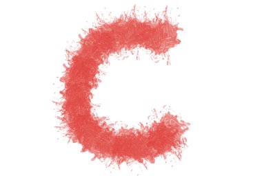 C - kırmızı nar beyaz arka plan üzerinde el yazısı harfleri