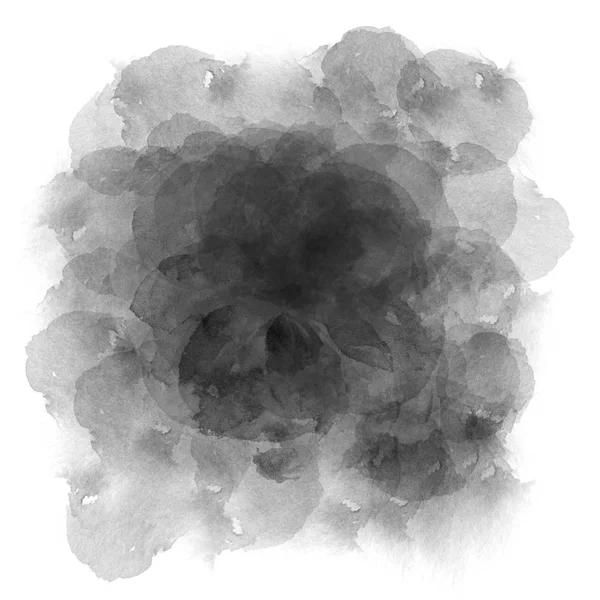 水彩 blob は、白い背景で隔離。黒の水彩汚れ. — ストック写真