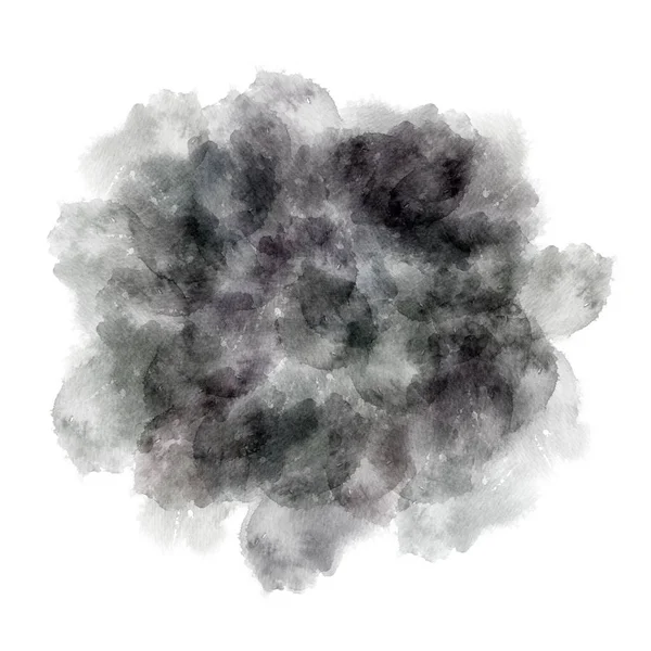 Blobs aquarelle, isolés sur fond blanc. Taches d'aquarelle noires . — Photo