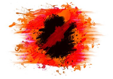 Kırmızı sulu boya splash illüstrasyon. Soyut doku. Beyaz arka plan üzerinde izole mavi boya darbeleri.