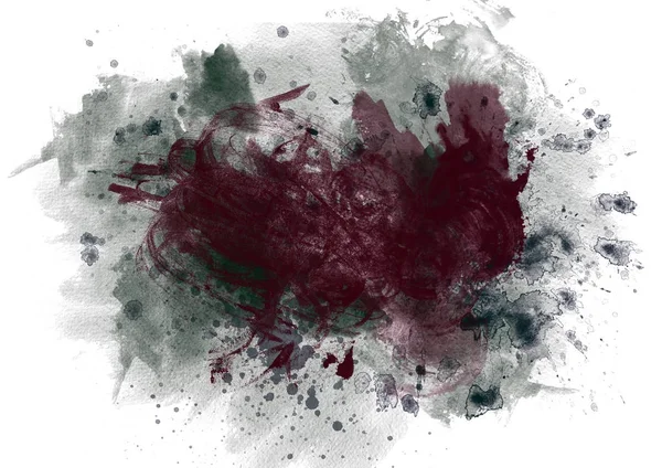 Μαύρο και άσπρο χρώμα ακουαρέλα κόκκινες πινελιές πινέλου εγκεφαλικό επεισόδιο χρώμα υφή με χώρο για το δικό σας κείμενο — Φωτογραφία Αρχείου