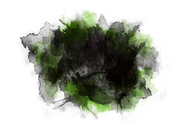 Aquarel zwart-wit groene penseelstreken borstel lijn kleur textuur met ruimte voor uw eigen tekst — Stockfoto