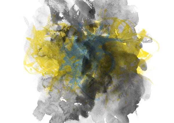 Cinza amarelo azul abstrato fundo em aquarela — Fotografia de Stock