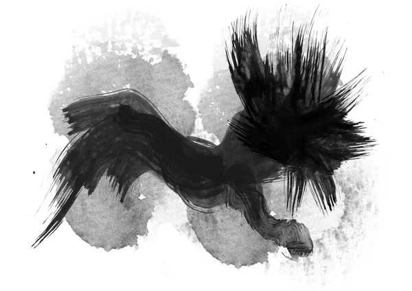 Aquarel zwart-wit penseelstreken borstel lijn kleur textuur met ruimte voor uw eigen tekst — Stockfoto