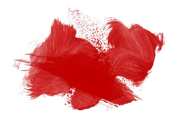 赤の水彩ペイント ストローク ブラシ ストローク カラー テクスチャ独自のテキストのためのスペース — ストック写真