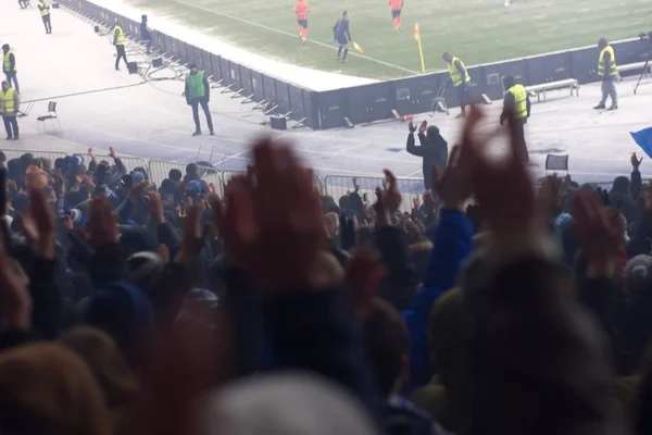 A csapat támogatása a téli stadion — Stock Fotó