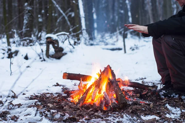 kış orman, turizm sıcak çay bir tencerede, kar