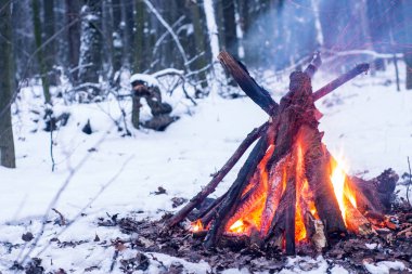 Kış ormanda yangın